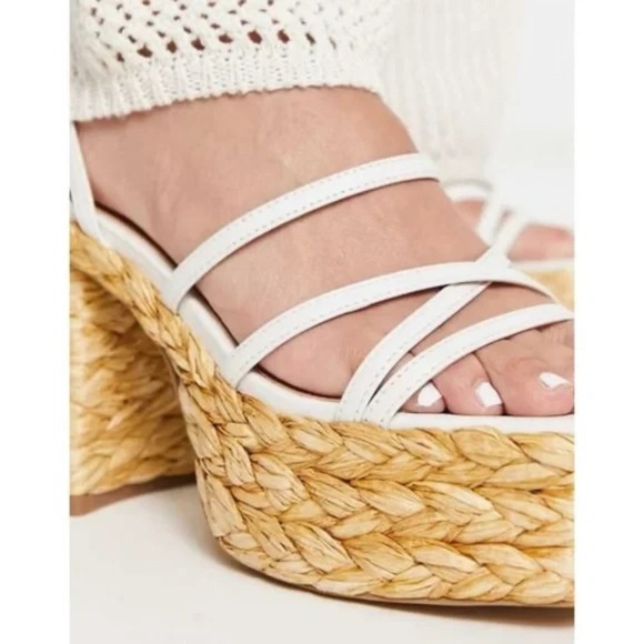 NWT Steve Madden Belise Ankle Strap Platform Braided Woven Heeled Sandal 9.5 - Picture 3 of 5
